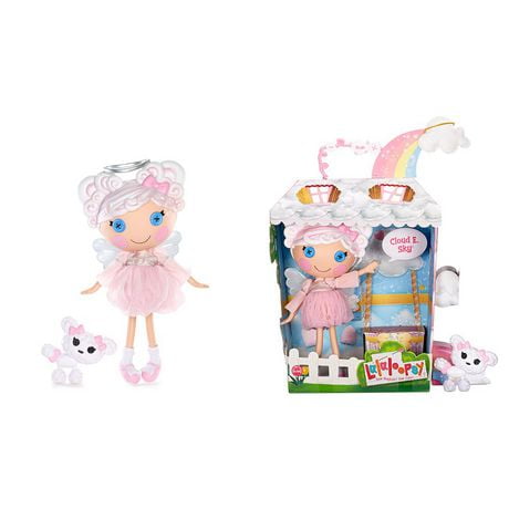 Lalaloopsy Doll - Cloud E. Sky with Pet Poodle, 13" angel doll with white hair, halo, wings and changeable pink outfit and shoes, in reusable house package playset