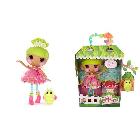 Lalaloopsy Doll - Pix E. Flutters with Pet Firefly, 13" fairy doll with changeable pink outfit and shoes, in reusable house package playset
