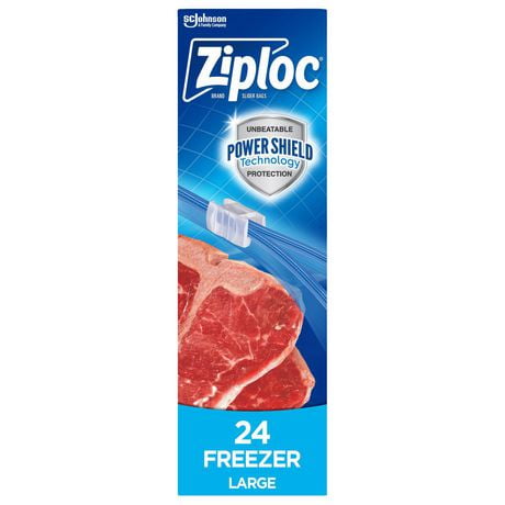 Ziploc® Slider Freezer Bags, Power Seal Technology for More Durability, Large, 24 Count, 24 bags, Large