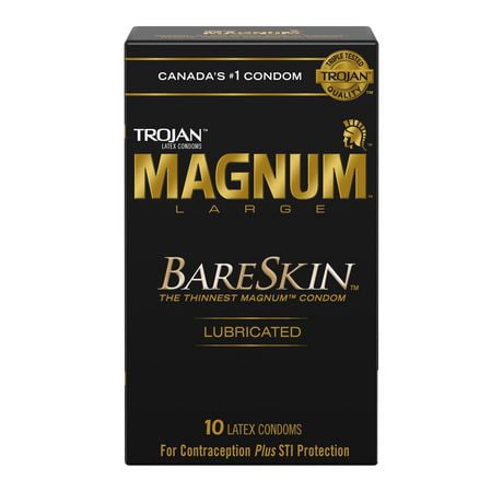 Trojan Magnum BareSkin Lubricated Condoms, 10 Lubricated Latex Condoms