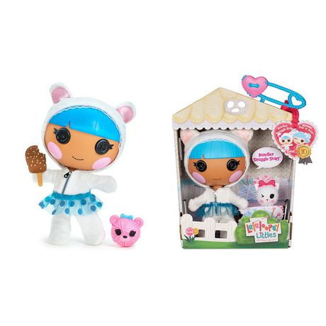 Lalaloopsy Littles Doll - Bundles Snuggle Stuff with Pet Yarn Ball Bear, 7" winter-themed doll with changeable blue and white outfit, in reusable house package playset