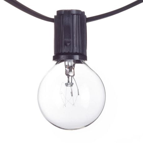 Monaco 25ft Indoor/Outdoor Plug-In String Light, Black Cord, M/F Plugs, Bulbs Included, 25-Light String, 25FT