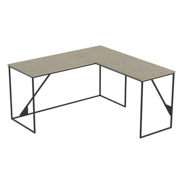 Safdie & Co. Computer Desk 59L Dark Taupe L-Shaped Black Metal