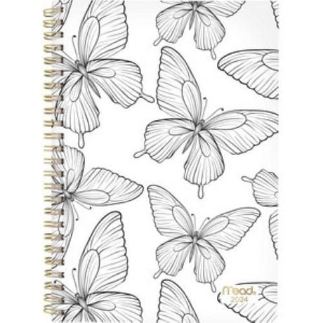 Mead Small Black & White Butterfly 2024 Weekly/Monthly Planner