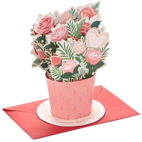 Hallmark Paper Wonder Pop Up Valentines Day Card, Displayable Bouquet (Happy Heart)