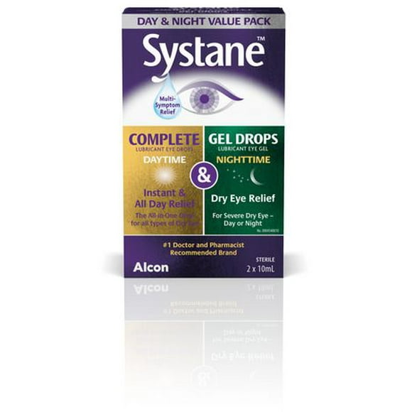 SYSTANE® Day & Night, Lubricant Eye Drops, Eye Drops For Dry Eyes, 2 x 10 mL