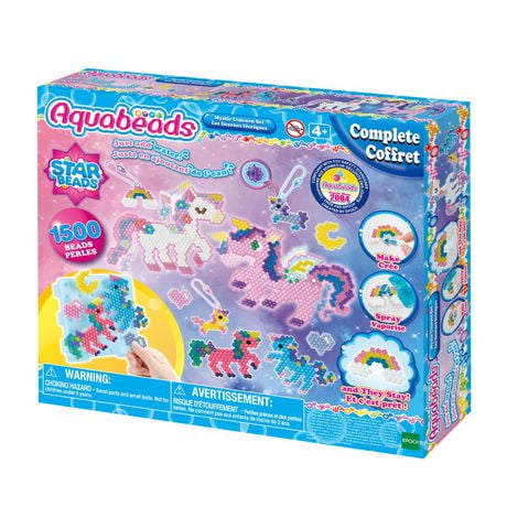 Aquabeads Mystic Unicorn Set, Complete Arts & Crafts Bead Kit for Children - over 1,500 beads, three keychains and display stand