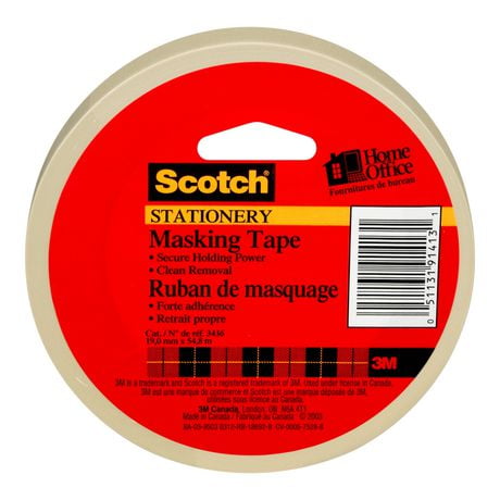 Scotch® Stationery Masking Tape, 19 mm x 54.9 m, 1 Roll