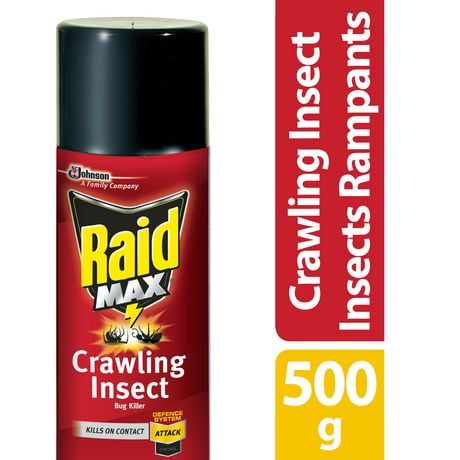 Insecticide Raid Max contre les fourmis, les coquerelles, les perce-oreilles et les insectes rampants, tue les insectes au contact, pour utilisation à l’intérieur et à l’extérieur, 500 g 500g