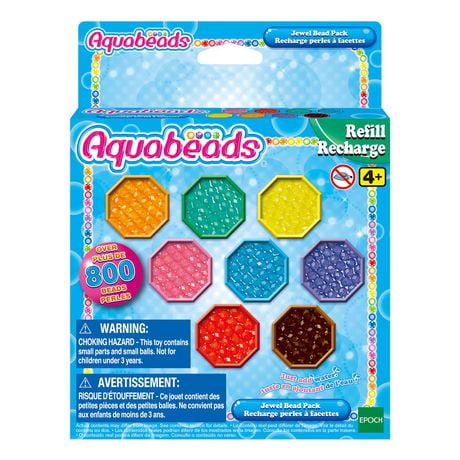 Aquabeads Jewel Bead Pack, Kit de recharge de perles Arts & Crafts pour enfants - plus de 800 perles de bijou en 8 couleurs