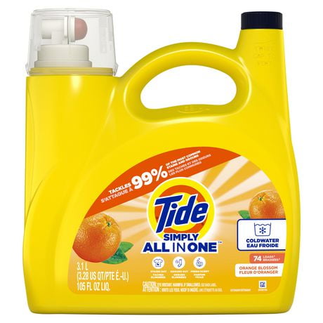 Tide Simply Liquid Laundry Detergent, Orange Blossom, All In One Detergent, 3.1L