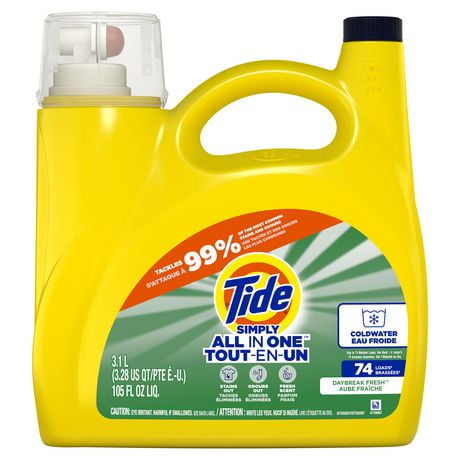 Tide Simply Liquid Laundry Detergent, Daybreak Fresh Scent, All-In-One Detergent, 3.1L