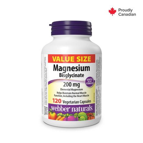 Webber Naturals Bisglycinate de magnésium 200 mg capsules végétariennes 120 capsules végétariennes