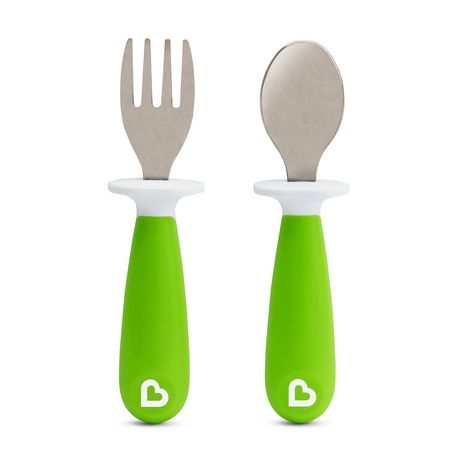 Munchkin Raise™ Toddler Fork & Spoon Set, Green - Walmart.ca