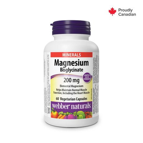 Webber Naturals®, Bisglycinate de magnésium, 200 mg 60 capsules végétariennes