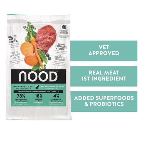 NOOD Grass-Fed Beef Recipe | Large Breed Dry Dog Food | With Superfoods, 7kg