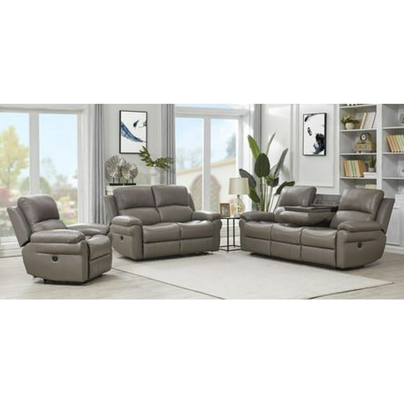 K-Living Danica high-grade leather Power Recliner Chair in Grey with USB Outlet