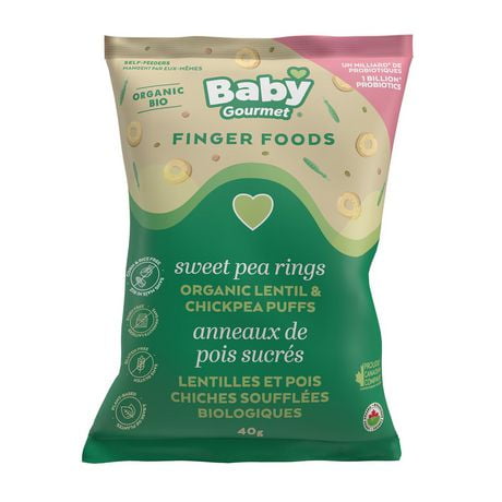 Baby Gourmet Sweet Pea Rings Lentil and Chickpea Puffs Organic Finger ...