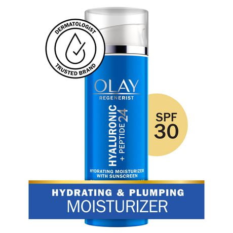 Olay Regenerist Hyaluronic + Peptide 24 Face Moisturizer, Fragrance-Free, SPF 30, 50 mL