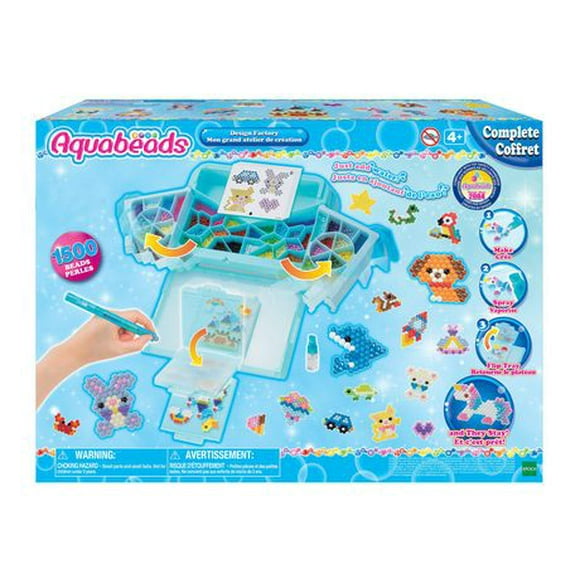 Aquabeads Design Factory Kit complet de perles d'art et d'artisanat pour enfants – plus de 1 500 perles et étui de rangement de luxe.