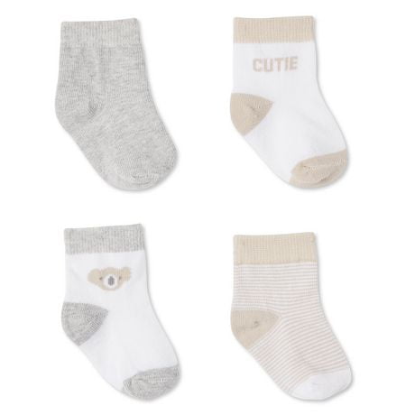 George Infants' Unisex Neutral Layette Socks 4-Pack, One Size