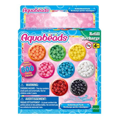 Aquabeads Solid Bead Pack, Arts & Crafts Bead Refill Kit for Children - over 800 solid beads in 8 colors