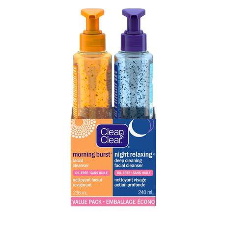 Clean & Clear Day/Night Facial Cleanser Value Pack, 2 pack