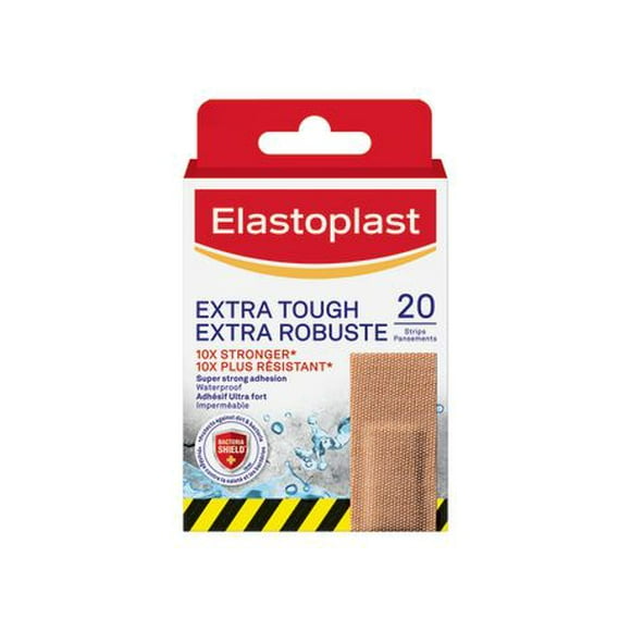 Elastoplast Extra Tough Waterproof Adhesive Bandages, 20 Strips