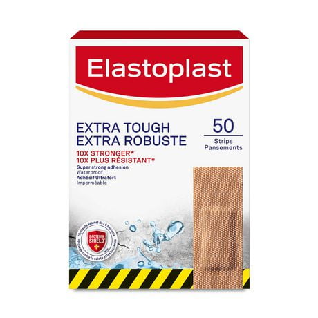 Elastoplast Extra Tough Waterproof Bandages Value Pack, 50 Strips
