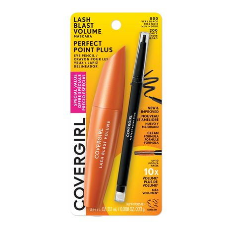 COVERGIRL Value Pack Mascara + Eyeliner, Lash Blast Volume Mascara & Perfect Point Plus Eye Pencil with built-in smudger, 100% Cruelty-Free, Value Pack