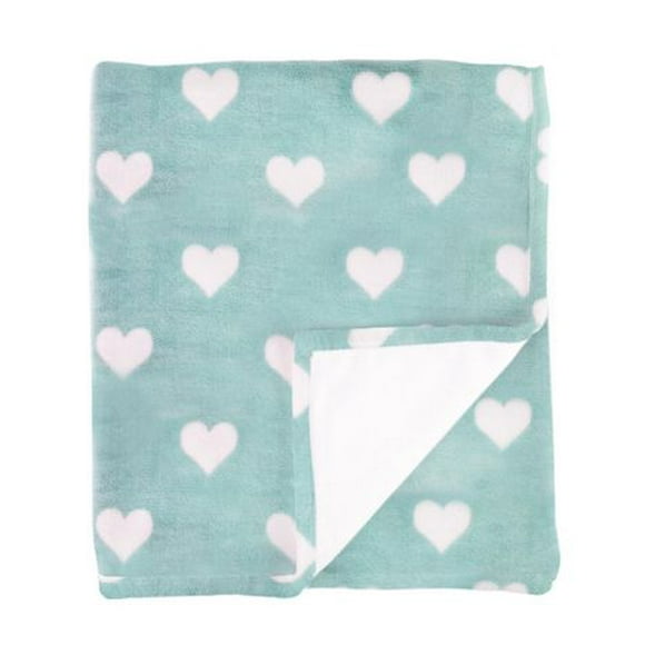 Couverture en peluche en polyester Johnson Home White Mint Hearts (Full Queen)