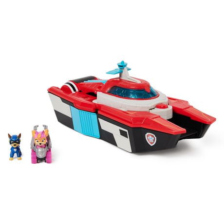 PAW Patrol: The Mighty Movie, Pup Squad Transforming Aircraft Carrier Toy HQ with Skye Pup Squad Racer Toy Car, Kids Toys for Boys & Girls 3+, Transforming Aircraft