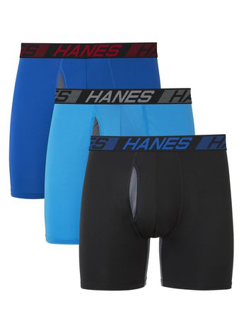 Hanes Premium Men's Xtemp Total Support Pouch Anti Chafing 3pk Boxer Briefs  - Black/blue Xl : Target