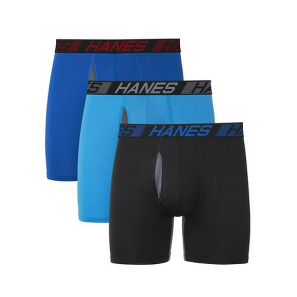 Hanes X-Temp Total Support Pouch Men's Underwear Boxer Briefs Pack, Anti-Chafing, Moisture-Wicking Underwear, 3-Pack, Hanes X-Temp Boxer Briefs 3 Pack