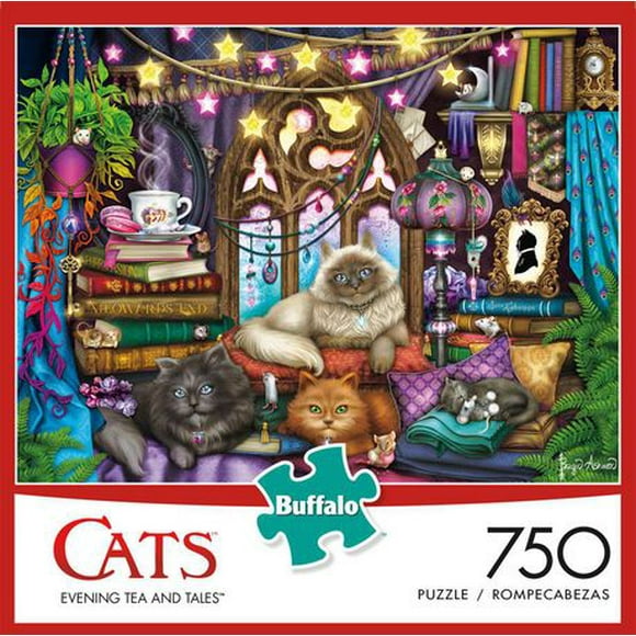 Buffalo Games Cats Series Evening Tea and Tales 750 Piece Jigsaw Puzzle