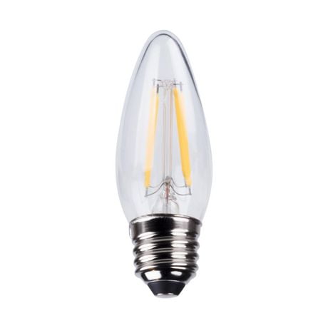 Ampoule à candélabre DEL en plastique B11 de Globe Electric, gradable, équivalente à un éclairage blanc chaleureux de 40W (2700K), base E26, 350 lumens, 30970