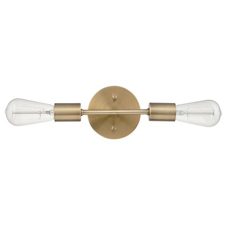 Globe Electric Alexandria 2-Light Reversible Metal Vanity Light, Matte Brass, 51736 Gold 4.5In