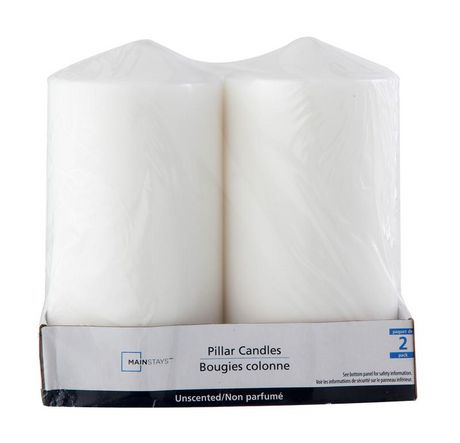 Mainstays Unscented 6" White Pillar Candles | Walmart Canada