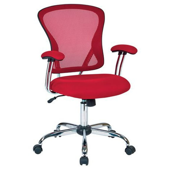Chaise de bureau Juliana, siège en tissu maillé rouge