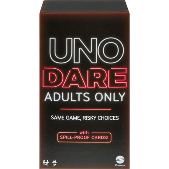 UNO Dare Adults Only Card Game, 2-10 Players, Waterproof Cards and Dice for Adult Game Night, Ages 18+