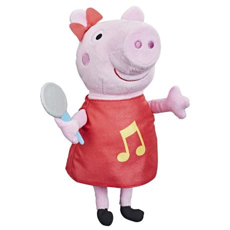 Peppa Pig Oink-Along Songs, Singing Plush Doll with Sparkly Red Dress and Bow - English