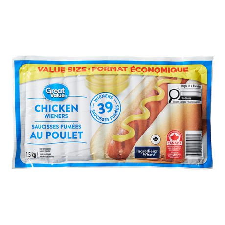 Saucisses fumées au poulet Great Value (format économique) 1,5 kg