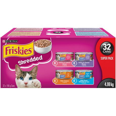 Friskies Shredded Super Pack, Wet Cat Food 32 X 156g, 32 X 156g