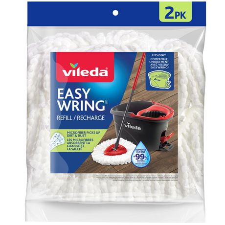 Vileda EasyWring Spin Mop Microfibre Refill (2-Pack), Machine washable & reusable