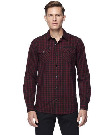 Dark Black Men's Plaid Long-Sleeve Shirt | Walmart Canada