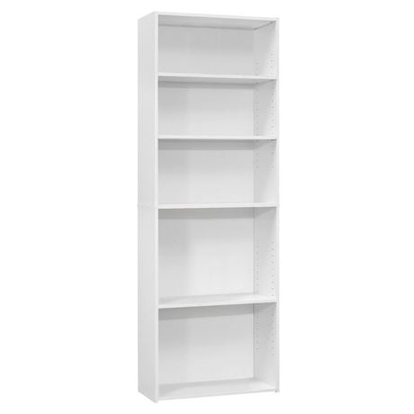 Monarch Specialties Bookshelf, Bookcase, 6 Tier, 72"h, Office, Bedroom, Laminate, White, Transitional