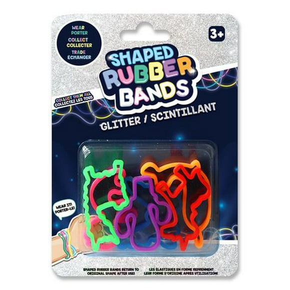Shaped Rubber Bands 6 pack - Glitter