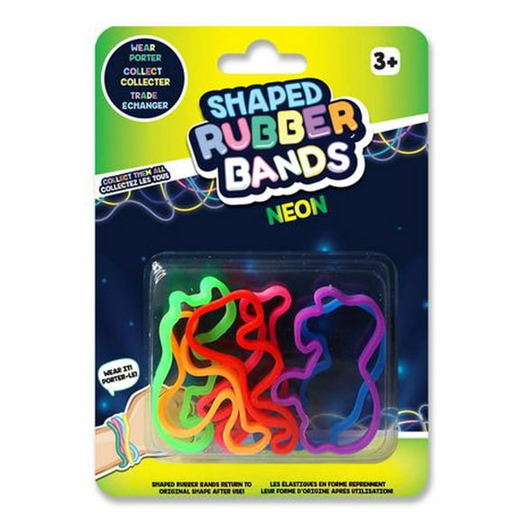 Shaped Rubber Bands 6 pack - Neon Animals