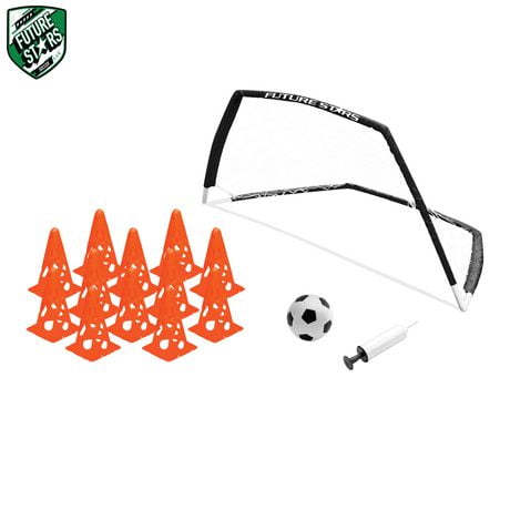 Future Stars Super Soccer Training Set - 4ft Soccer Goal, 12 Orange Cones, 1 Junior Soccer Ball and Pump