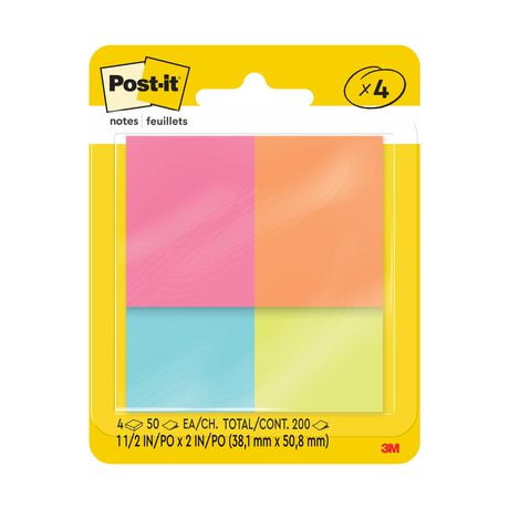 Post-it® Super Sticky Notes 653-4AF, 1-3/8 in x 1-7/8 in (34,9 mm x 47,6 mm), Super Sticky Notes